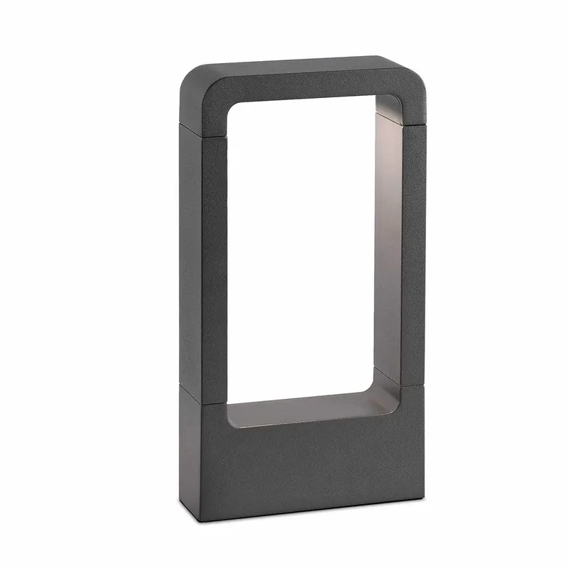 Das - Basalt gray steel outdoor LED bollard for garden