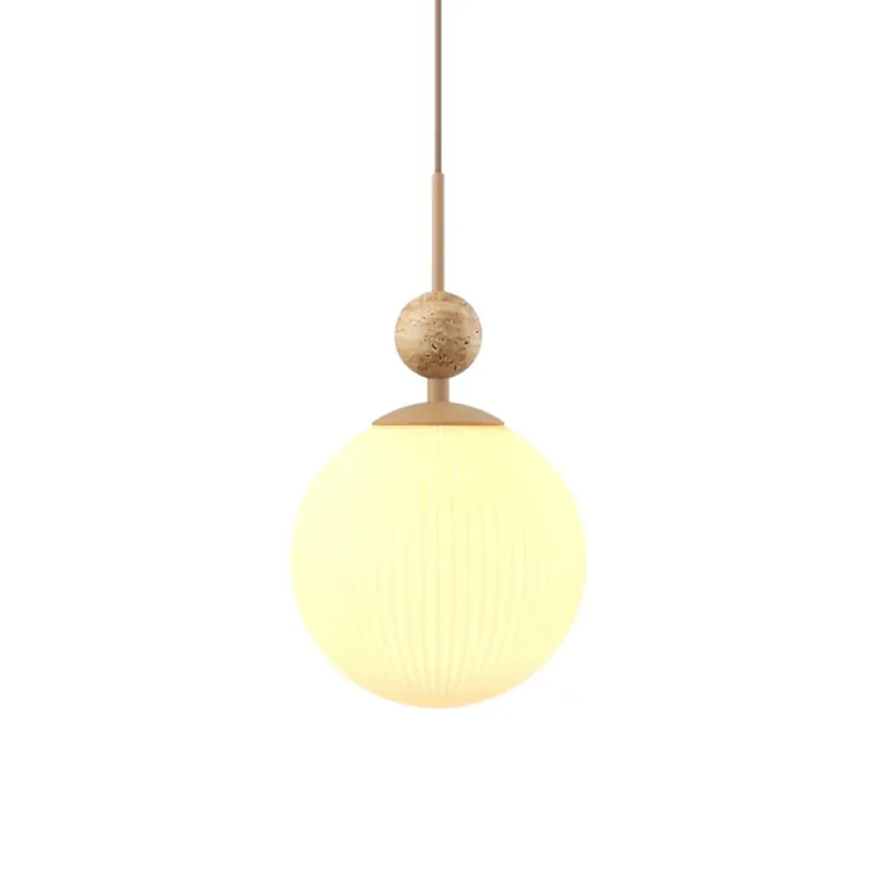 Tavo - Hanging lamp in glass and travertine for living room