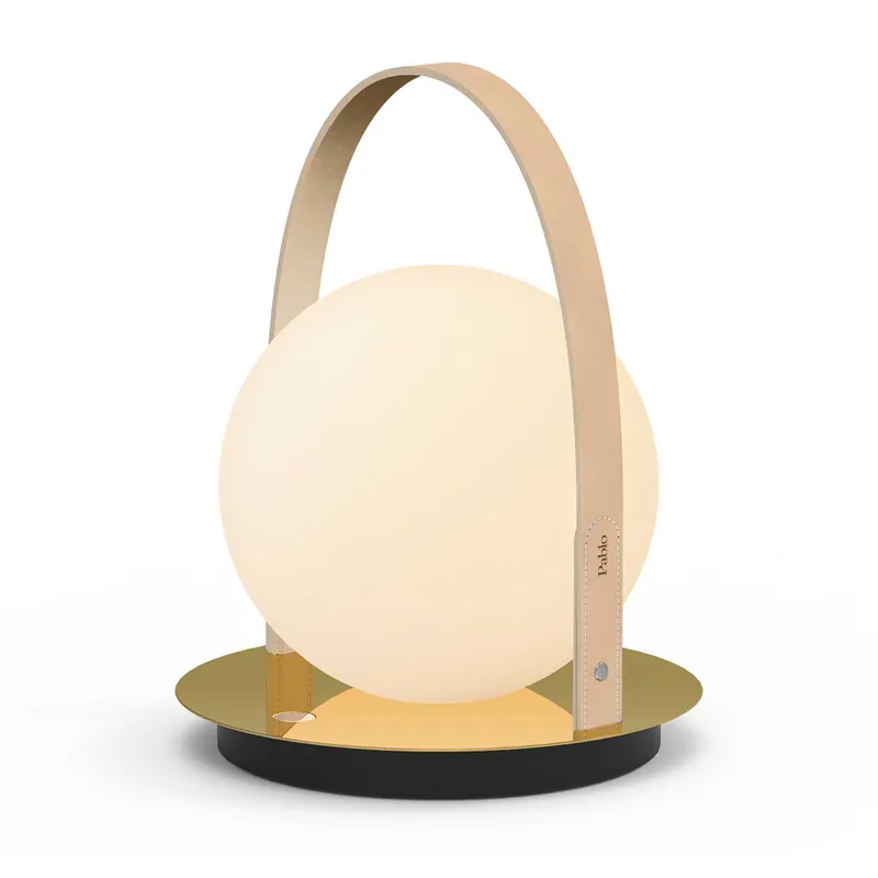 Bola Lantern - Portable LED lamp with glass and leather design