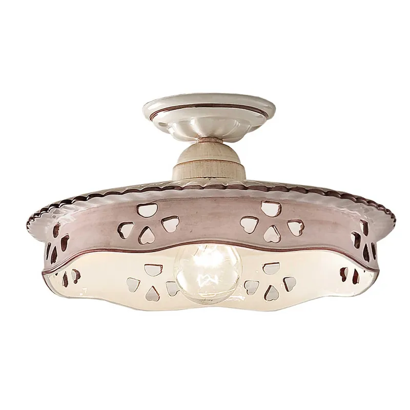 Alessandria - Shabby chic pink ceramic ceiling light