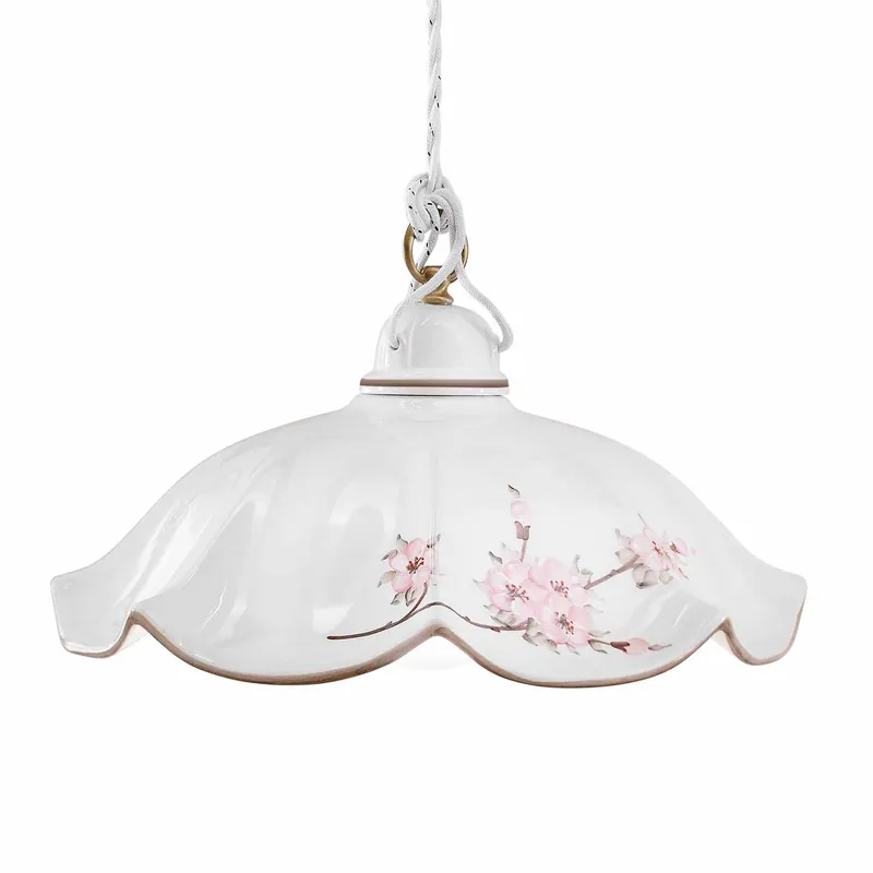 Belluno - White pendant light with flowers for vintage kitchen