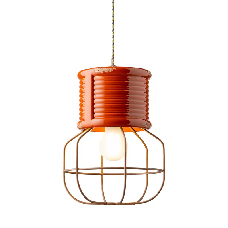 Industrial - Small industrial pendant light orange design