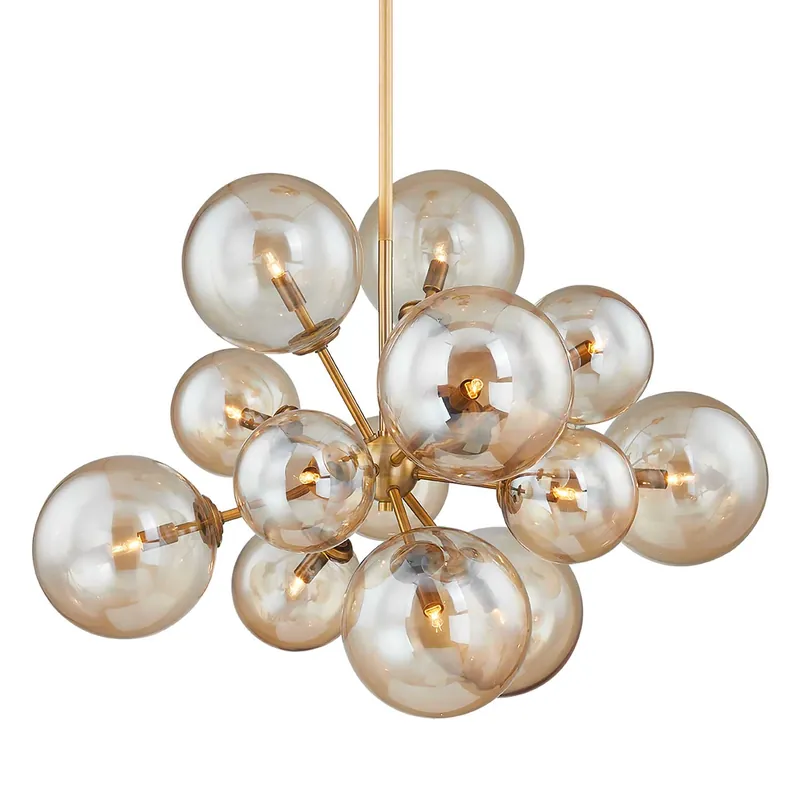 Santee - Art Deco amber glass globe pendant light for bedroom