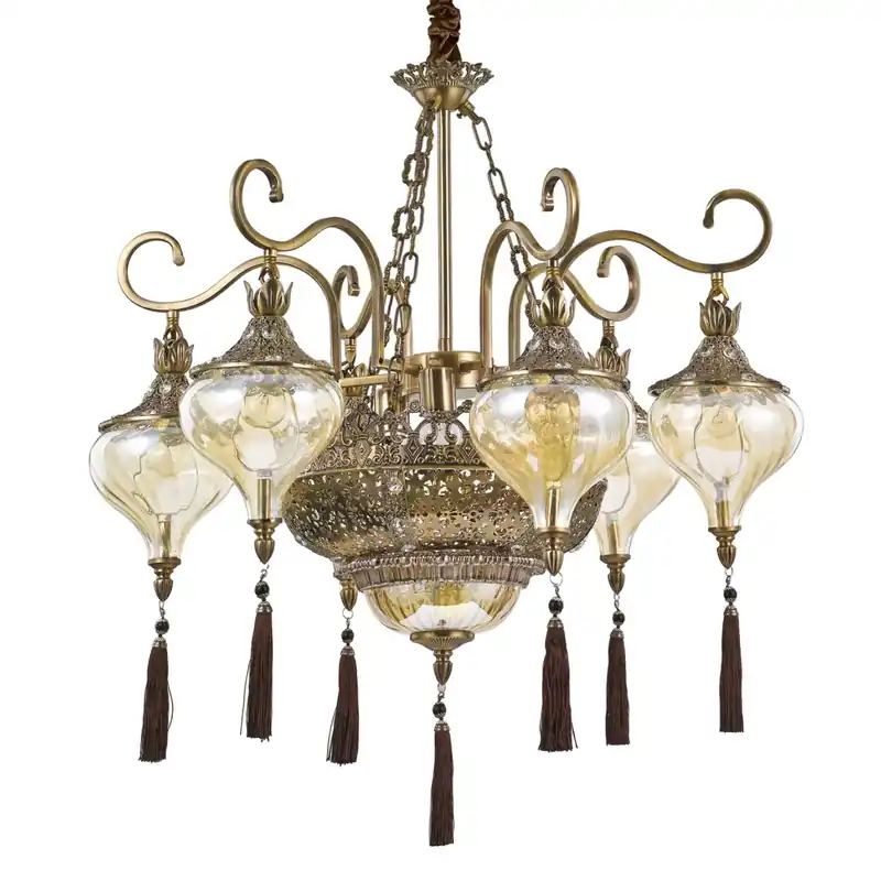 Harem - Oriental chandelier in metal and crystal for living room