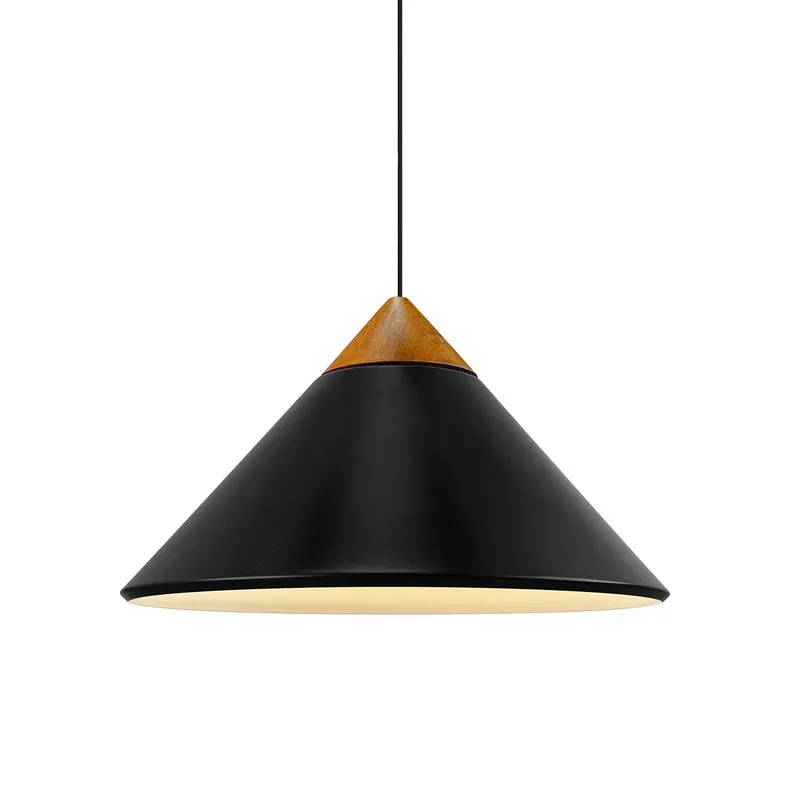 Kinto - Lampada a sospensione scandinava in acciaio e legno per cucina