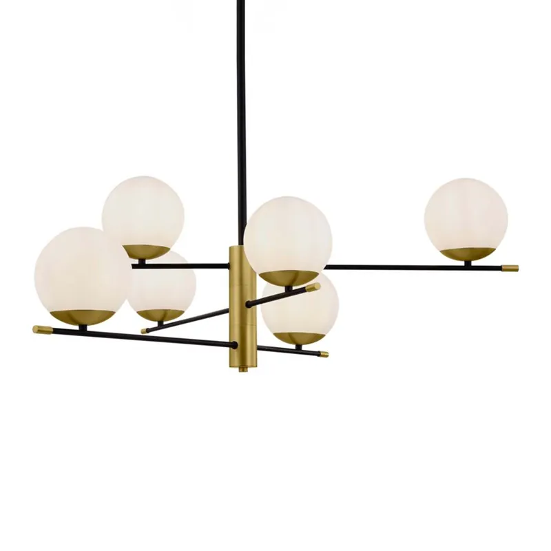 NOSTALGIA - Sospensione art déco con sfere in vetro, dorato e nero