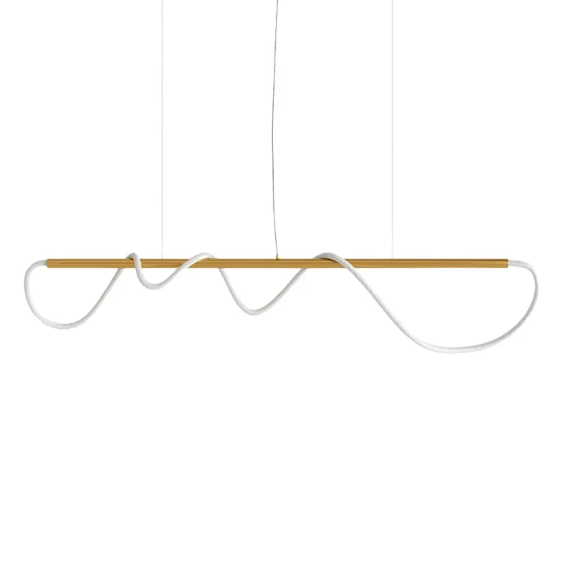 TAU - Sospensione tubo LED flessibile integrato, dorato e di design