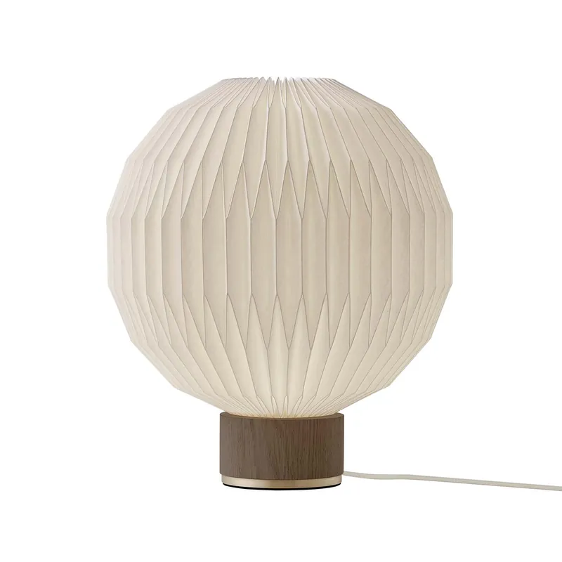 MODEL 375 - Lampada da tavolo in carta plissettata legno e bianco fatta a mano