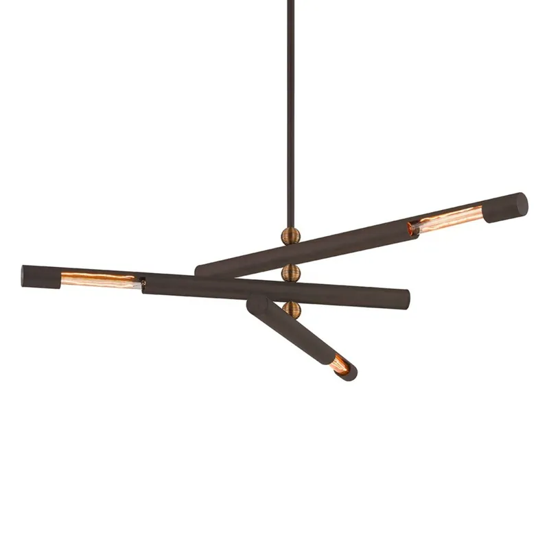 HENDRIX - Lampadario in acciaio nero e bronzo camera contemporanea