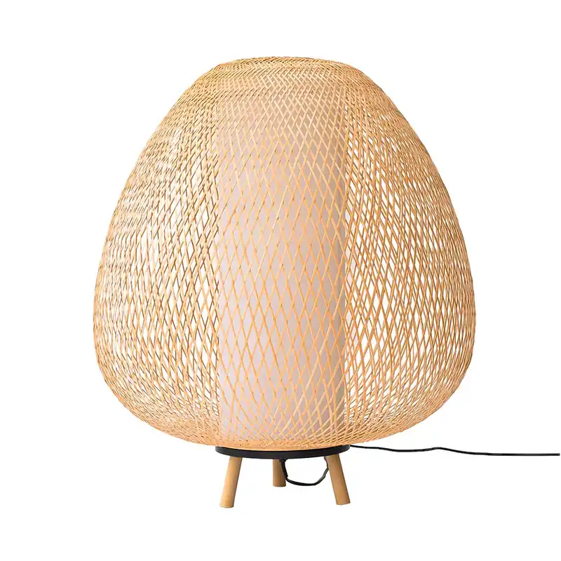 TWIGGY EGG - Lampada da terra a forma di uovo in bambù intrecciato