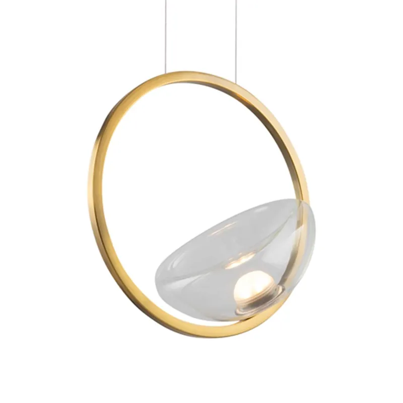 LUNARE - Sospensione chic dorata design LED integrata 3000K