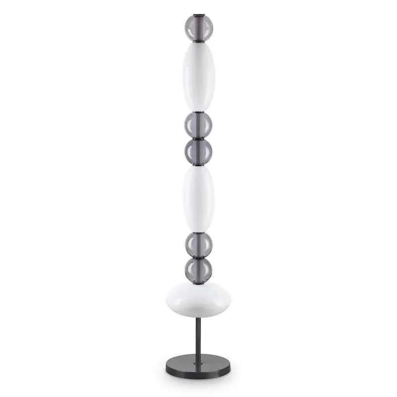 LUMIERE - Lampada da terra in vetro fumé e tubo LED