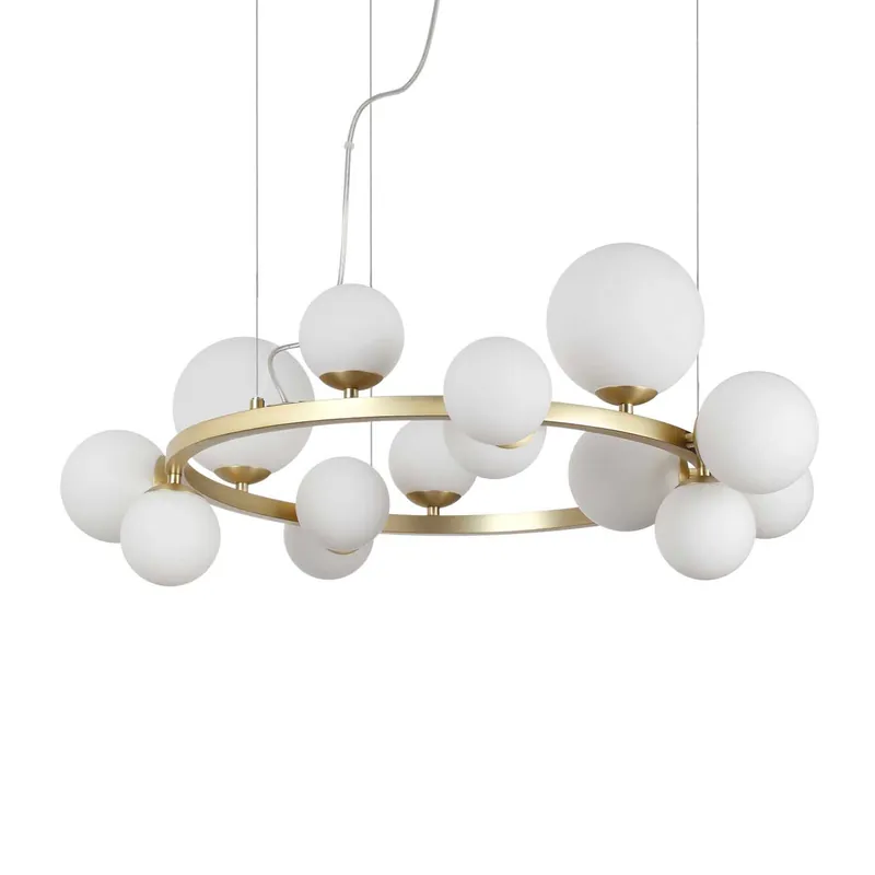 PERLAGE - Sospensione art déco ottone dorato, ambra o fumé