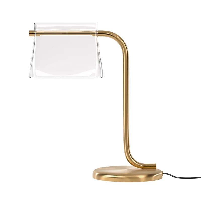 CABARET - Lampada da scrivania LED in metallo dorato e vetro design