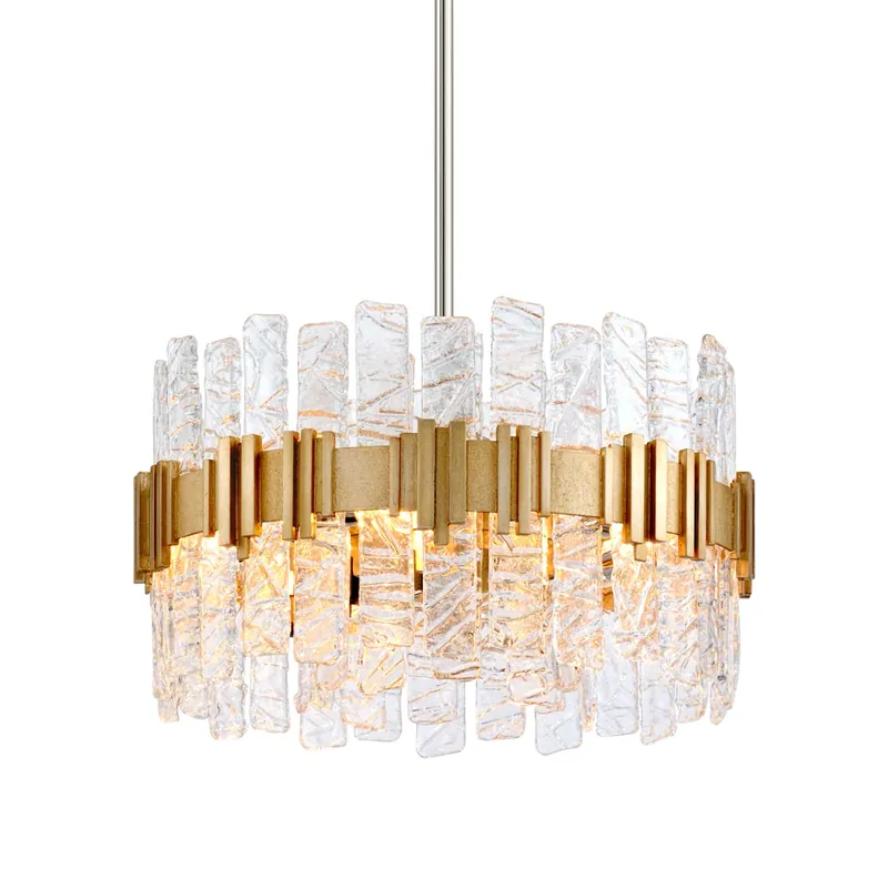 Ciro - Lampadario dorato e vetro design italiano per soggiorno lussuoso