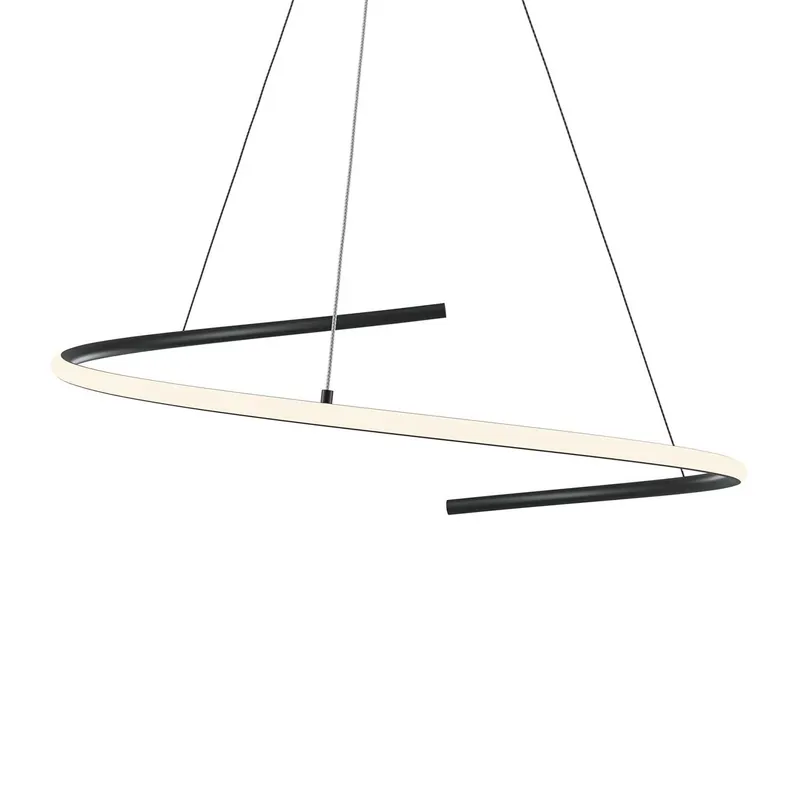 Curve - Sospensione LED in acciaio nero o dorato per sala da pranzo