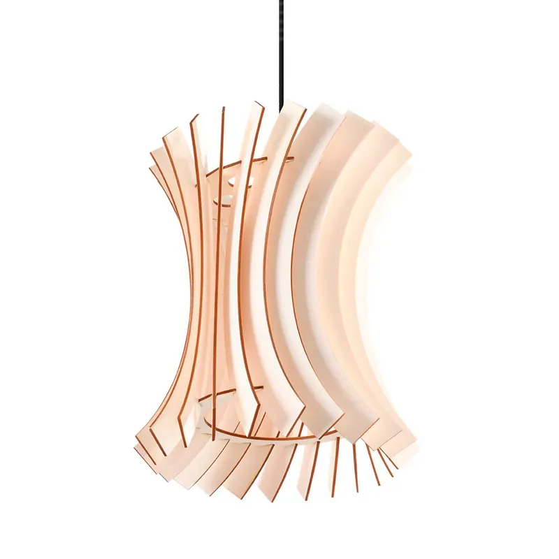 Alya - Sospensione in lamelle di legno design per soggiorno moderno