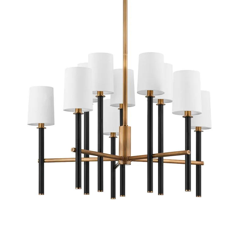 Belvedere - Grande lampadario antico nero e ottone patinato vintage