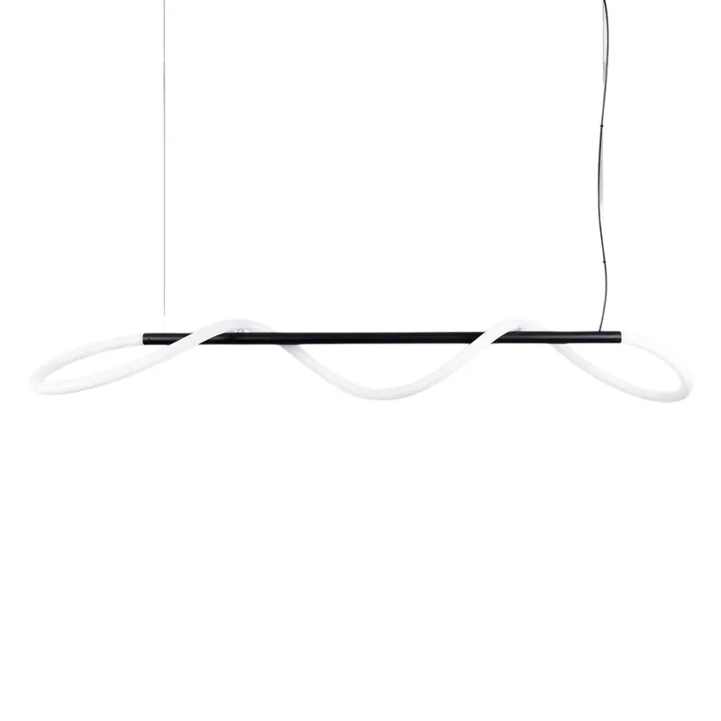 Mira - Sospensione tubo led in acciaio nero moderno