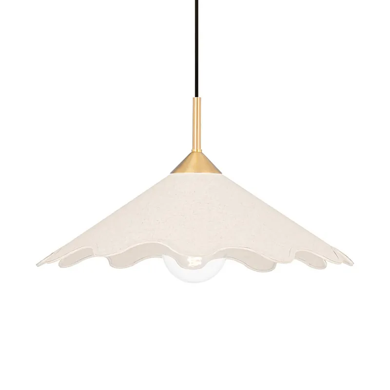 Sodsai - Sospensione lino e ottone dorato design floreale