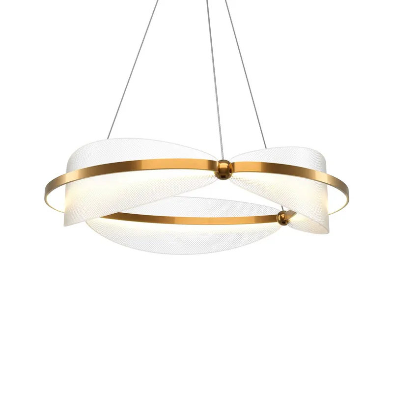 Breeze - Lampadario led rotondo dorato per sala da pranzo vintage