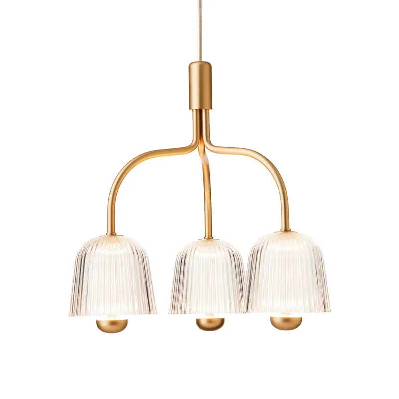 Asteea 3 - Lampadario chic e moderno di design in vetro e dorato