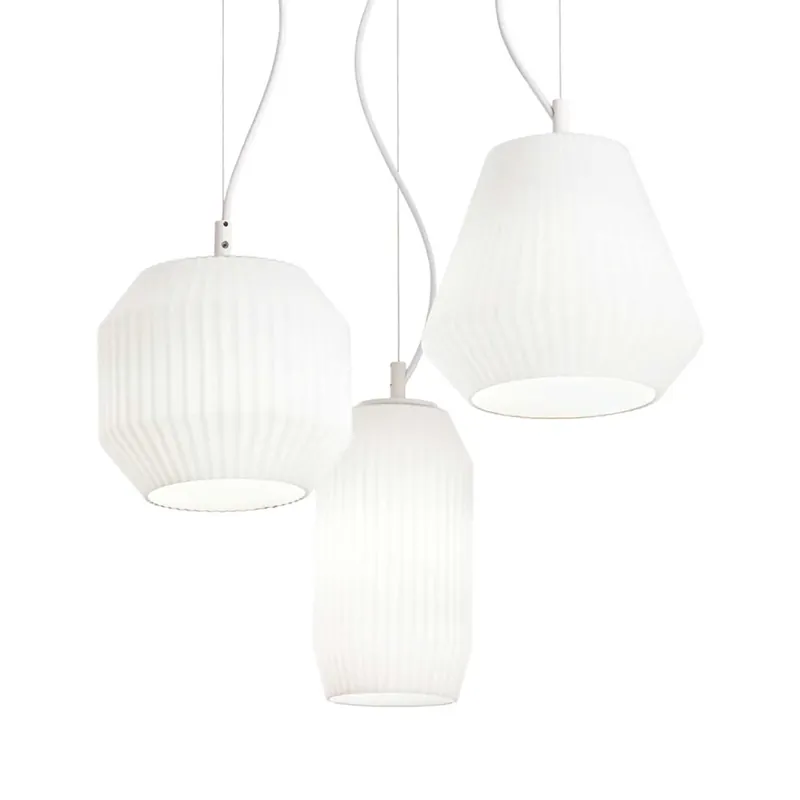 Origami - Lampadario in vetro composizione 3 sospensioni per soggiorno