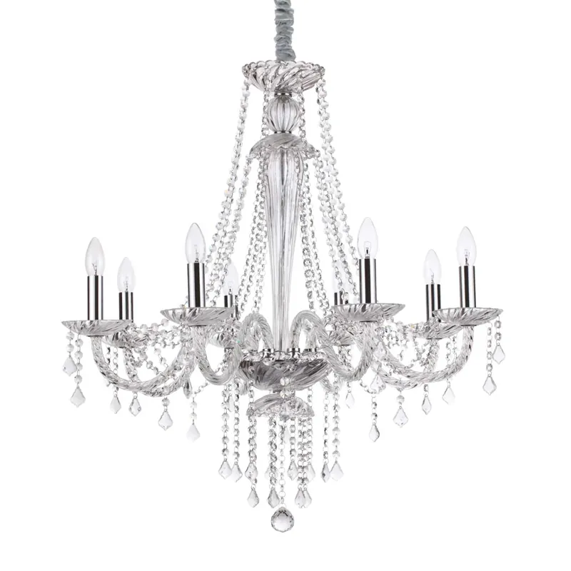 Amadeus - Lampadario a sospensione in vetro trasparente reale