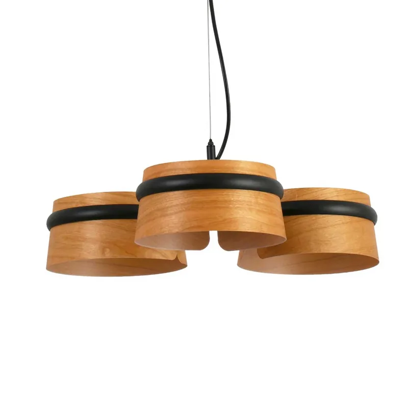 Loop - Lampadario paralume in legno per soggiorno moderno