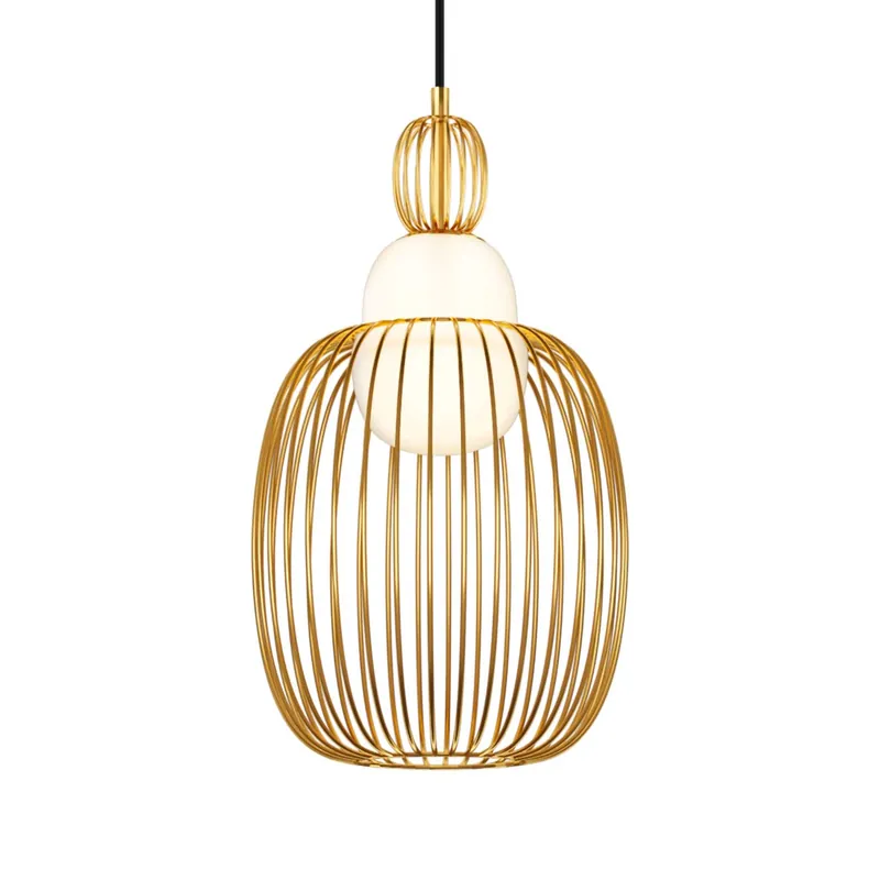 Levitation - Sospensione design a forma di gabbia dorata
