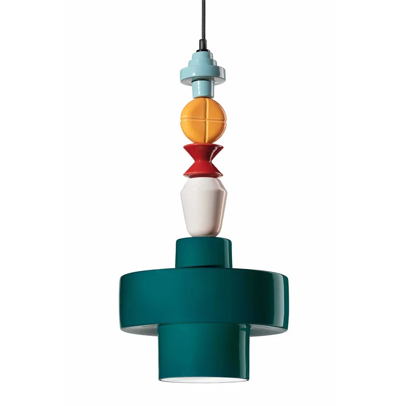 Lariat - Lampadario perle di ceramica per cucina eclettica