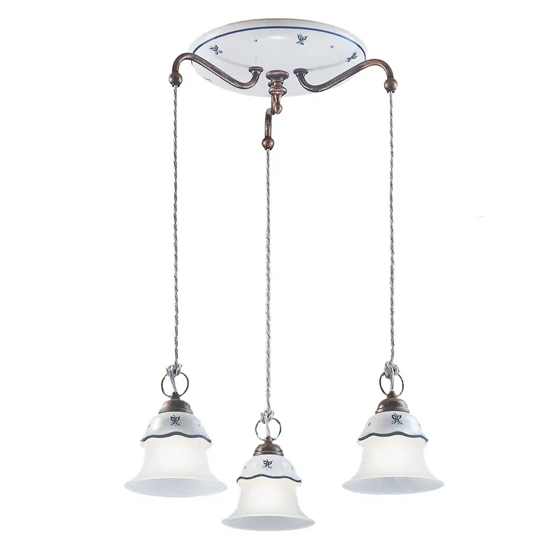 Ferrara - Lampadario cucina barocco in ceramica floreale