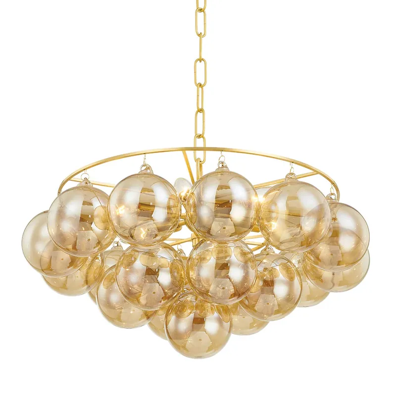 Mimi - Lampadario da sala da pranzo in vetro ambrato design contemporaneo
