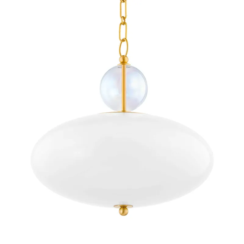 Viviana - Sospensione vintage chic in vetro e ottone per soggiorno