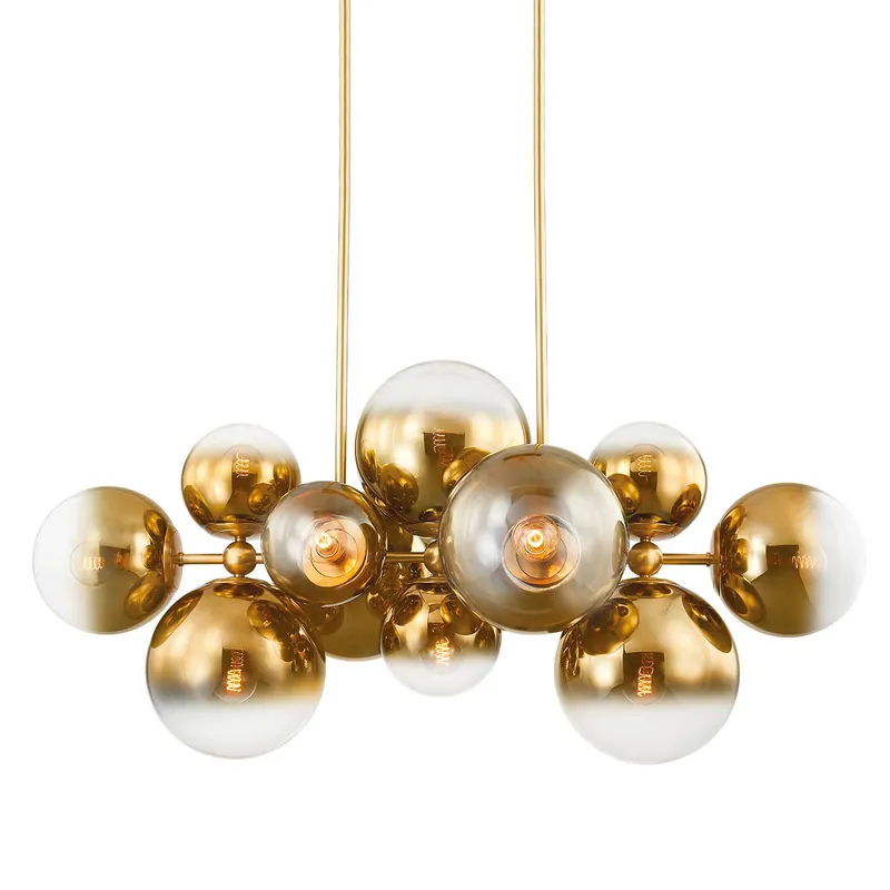 Kyoto - Lampadario dorato con sfere in vetro dorato per sala da pranzo design