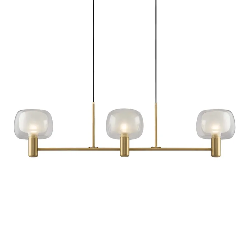 VISION - Lámpara colgante art déco dorada con bolas de vidrio