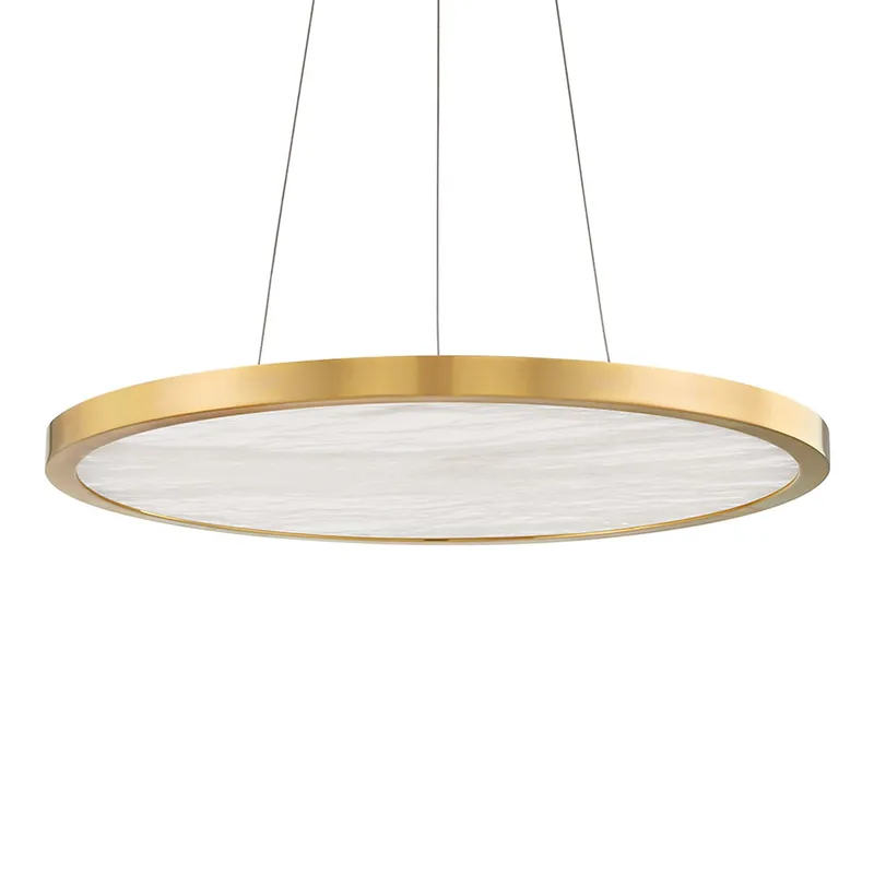 EASTPORT - Lámpara colgante circular dorada y mármol art déco