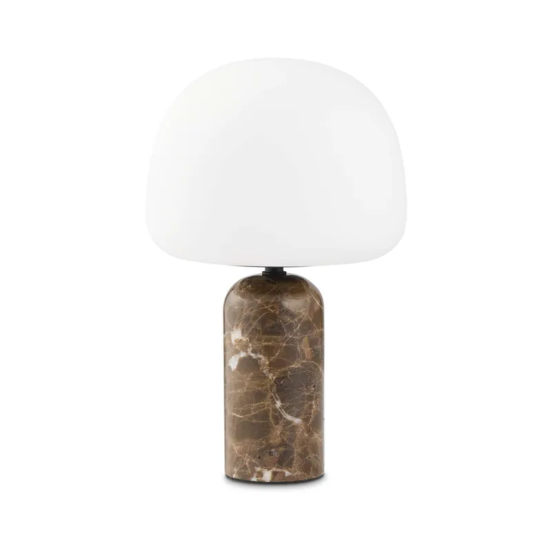 KIN - Lámpara de mesa en mármol y vidrio blanco