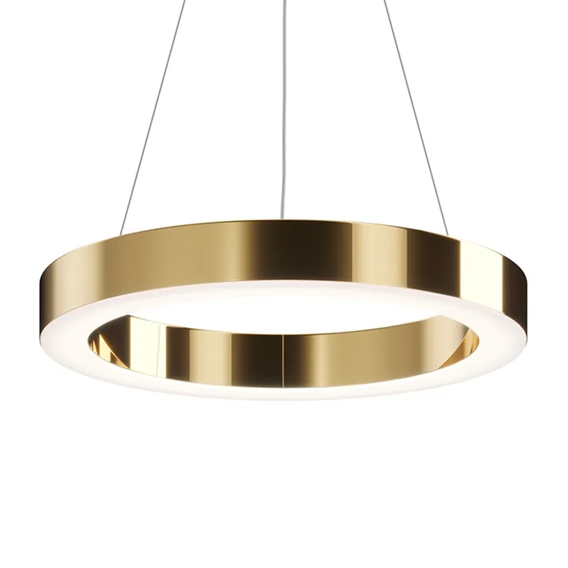 SATURNO - Lámpara colgante moderna anillo dorado LED integrada