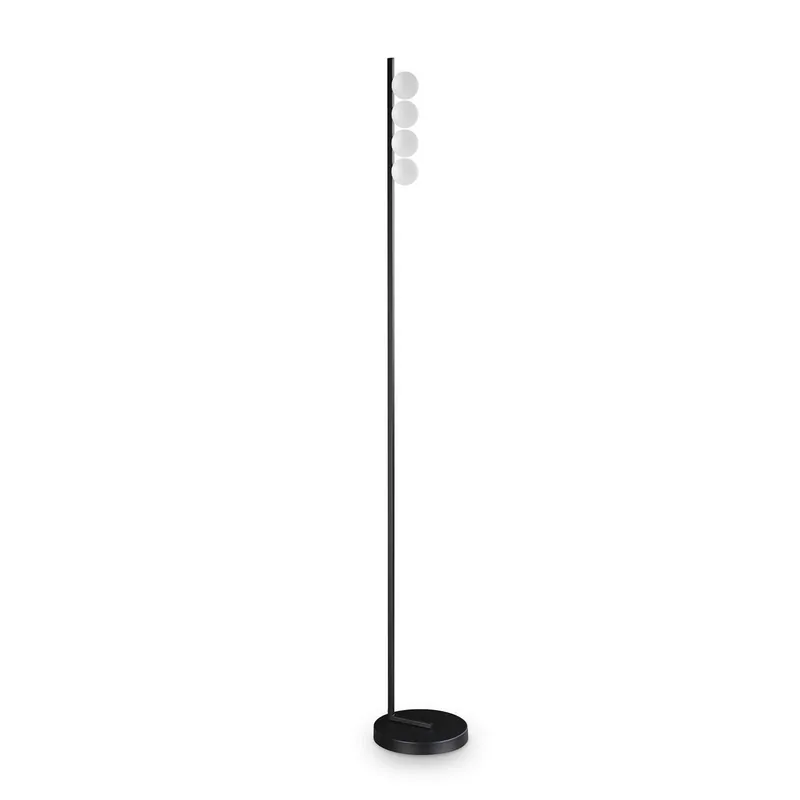 PING PONG - Lámpara de pie dorada, negra o blanca con bolas de vidrio