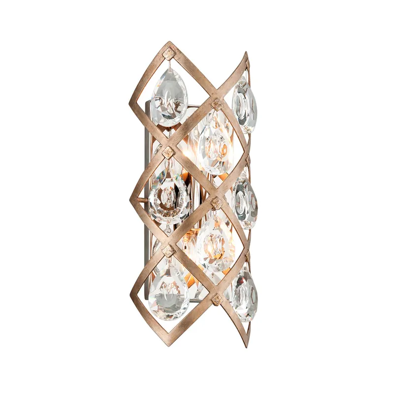 Tiara - Aplique de pared vintage en bronce y cristal
