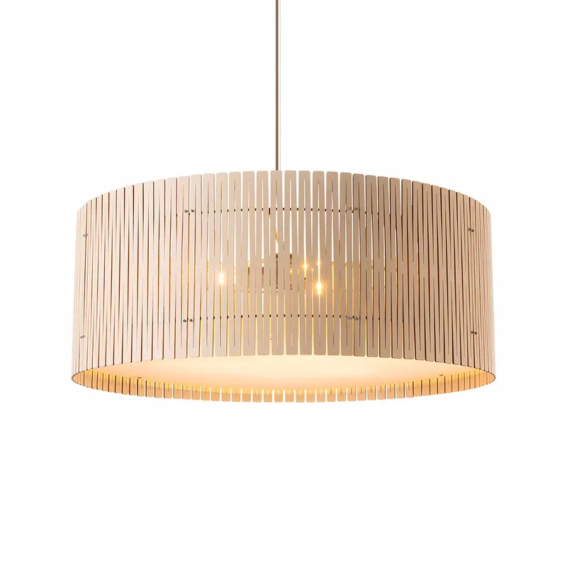 Kerflights Drum - Lámpara colgante de madera de diseño para salón