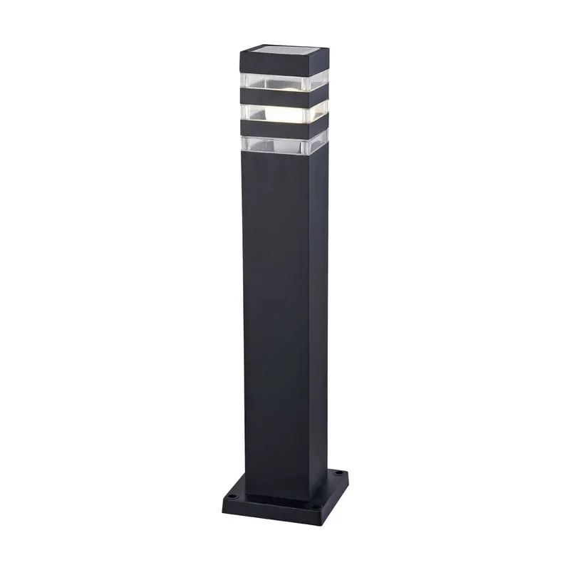 Linden - Poste luminoso exterior moderno en acero negro