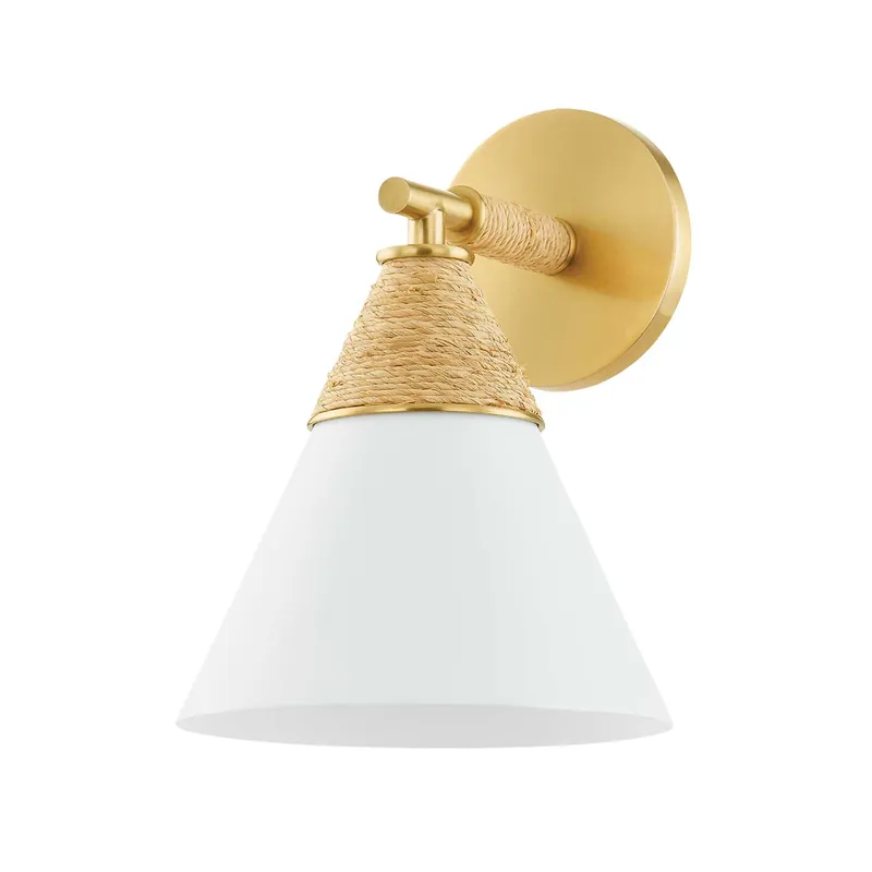 Mica - Aplique de pared en ratán y latón diseño dorado