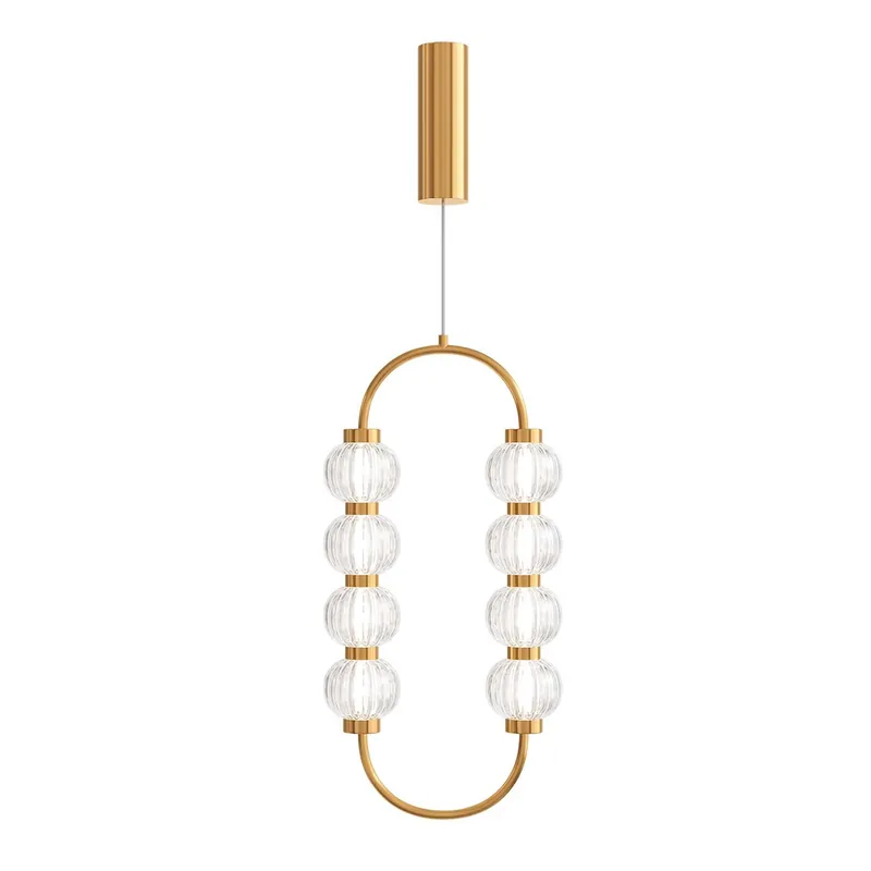 Amuleto - Lámpara colgante dorada de vidrio para dormitorio art déco