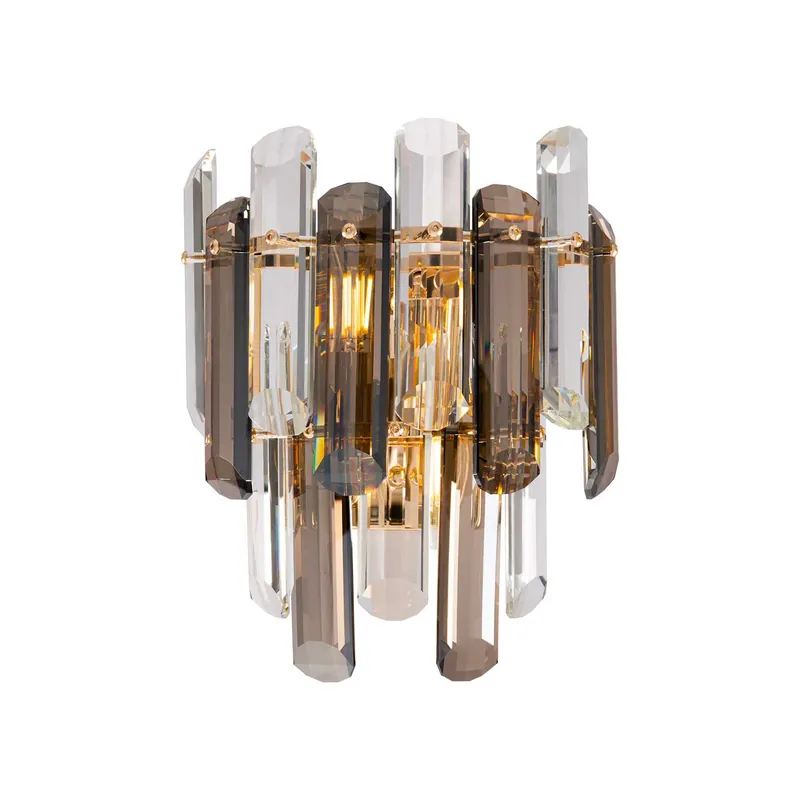 Flare - Aplique de vidrio ahumado y dorado real para salón