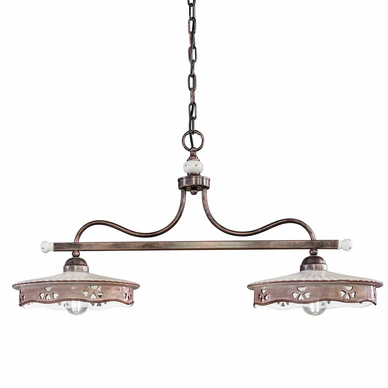 Alessandria - Candelabro de acero envejecido y cerámica estilo vintage