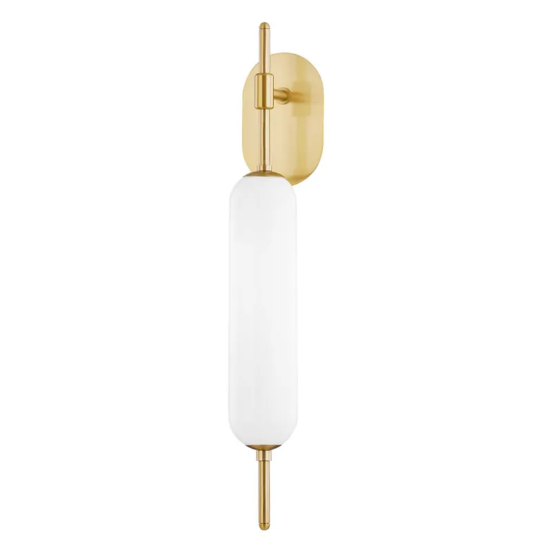 Miley - Aplique de pared dorado con vidrio blanco opaco estilo art déco