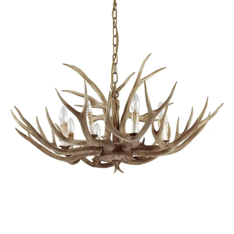 Chalet - Candelabro de madera de ciervo artificial en resina para chalet