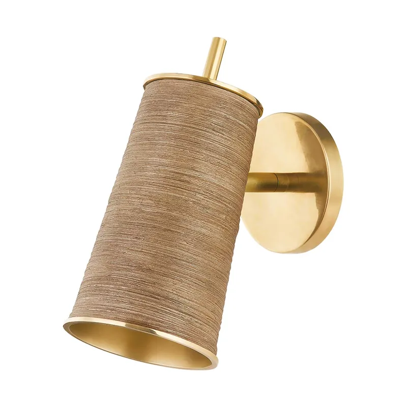 Delran - Aplique de pared de acero dorado para salón art déco
